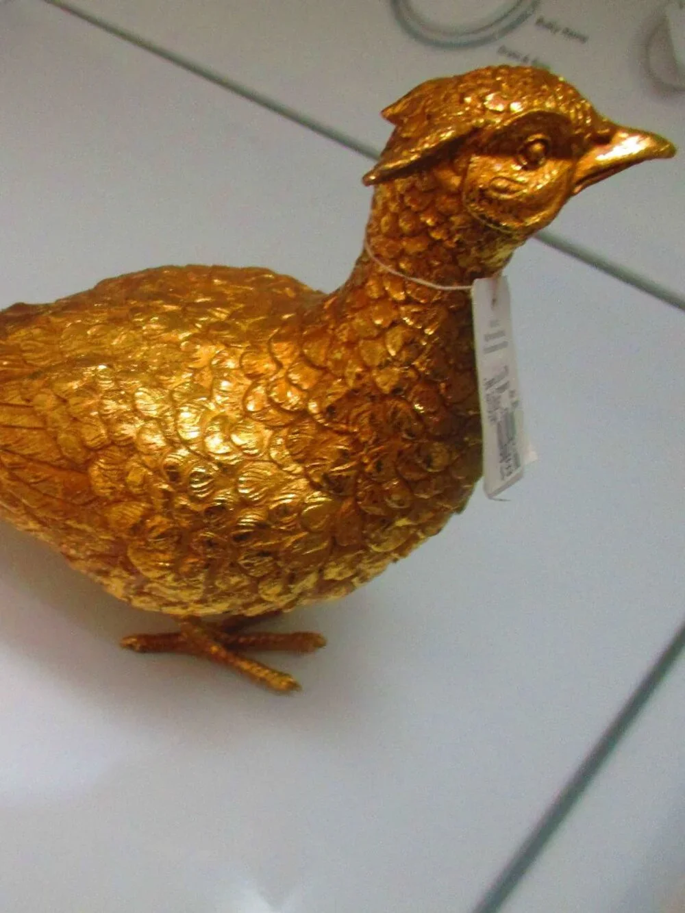 RAZ Imports Metal and Resin Gold Pheasant, Solid not Hollow, Brand New with Tags